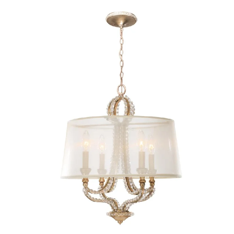 Chandeliers with Metal Frames in Silver FinishChandeliers with Metal Frames in Silver FinishGarland 4 Light Distressed Twilight Crystal Bead Mini Chandelier