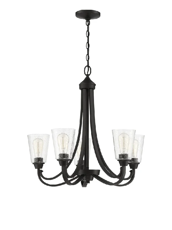 Ceiling - Mounted Chandeliers for Standard CeilingsCeiling - Mounted Chandeliers for Standard CeilingsGrace 5 Light Chandelier in Espresso (Clear Seeded Glass)
