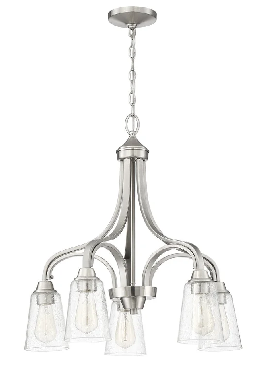 Small Chandeliers for Compact RoomsSmall Chandeliers for Compact RoomsGrace 5 Light Down Chandelier in Brushed Polished Nickel (Clear Seeded Glass)