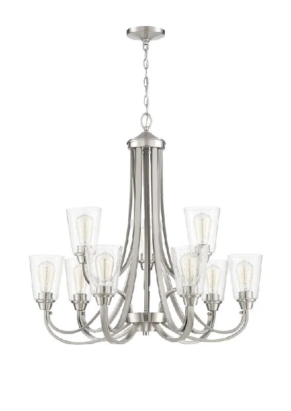 Art Deco Chandeliers for a Retro - Glam LookArt Deco Chandeliers for a Retro - Glam LookGrace 9 Light Chandelier in Brushed Polished Nickel (Clear Seeded Glass)