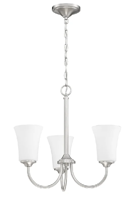 Chandeliers for High Ceilings to Fill Vertical SpaceChandeliers for High Ceilings to Fill Vertical SpaceGwyneth 3 Light Chandelier in Brushed Polished Nickel (White Glass)