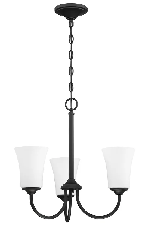 French Country Chandeliers with a Romantic AuraFrench Country Chandeliers with a Romantic AuraGwyneth 3 Light Chandelier in Flat Black (White Glass)