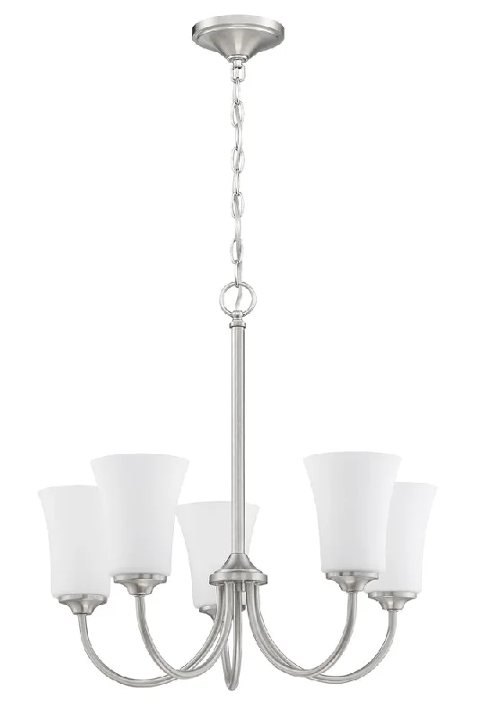 Mid - Century Modern Chandeliers for Vintage AppealMid - Century Modern Chandeliers for Vintage AppealGwyneth 5 Light Chandelier in Brushed Polished Nickel (White Glass)