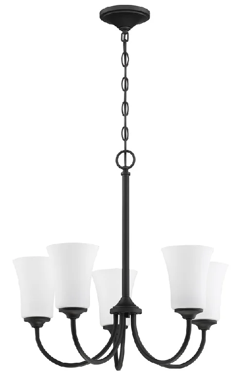 Chandeliers with Pendant Lights for a Stylish LookChandeliers with Pendant Lights for a Stylish LookGwyneth 5 Light Chandelier in Flat Black (White Glass)