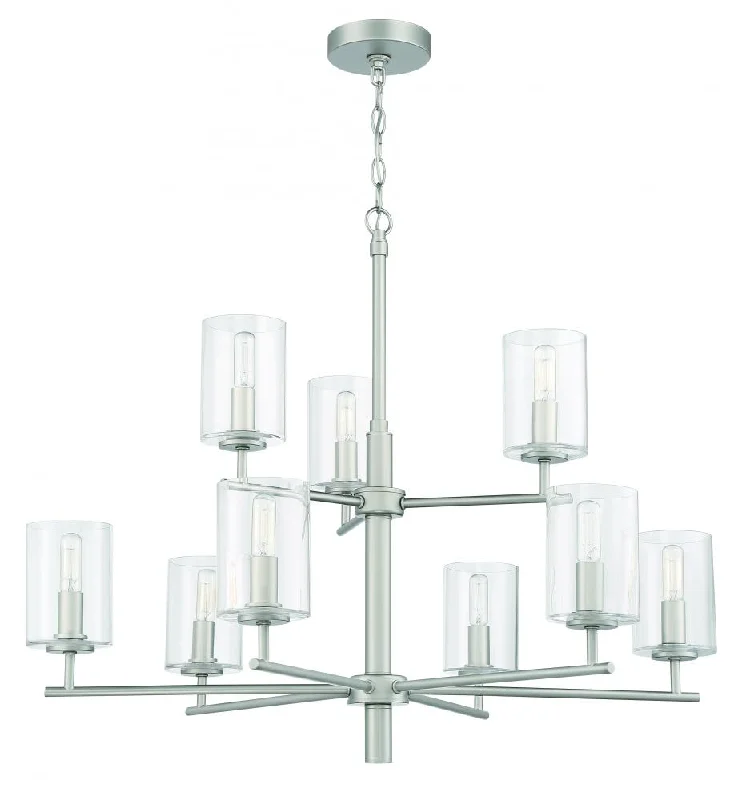 Chandeliers with Adjustable Arms for Directional LightingChandeliers with Adjustable Arms for Directional LightingHailie 9 Light Chandelier in Satin Nickel