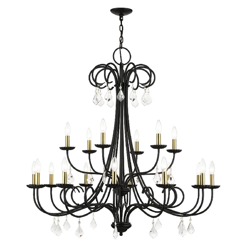 Chandeliers with Metal Frames in Copper FinishChandeliers with Metal Frames in Copper FinishLivex Daphne 40870-04 Chandelier Light - Black with Antique Brass