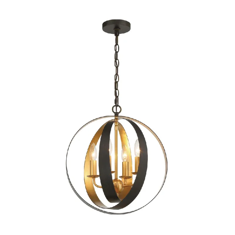 Chandeliers with Metal Frames in Copper FinishChandeliers with Metal Frames in Copper FinishLuna 4 Light English Bronze + Antique Gold Sphere Mini Chandelier