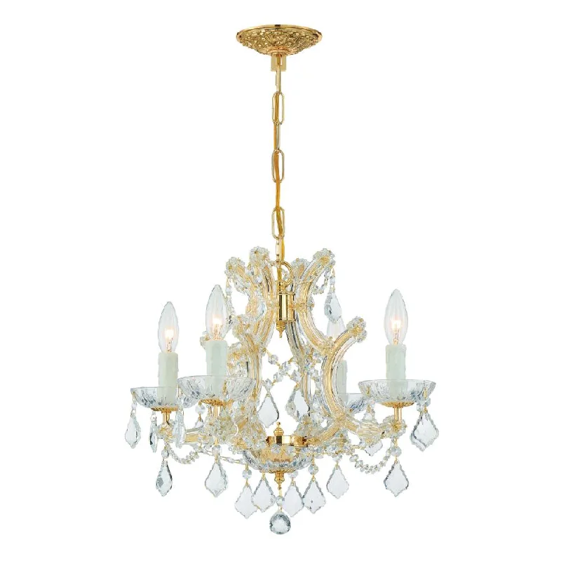 French Country Chandeliers with a Romantic AuraFrench Country Chandeliers with a Romantic AuraMaria Theresa 4 Light Clear Italian Crystal Gold Mini Chandelier
