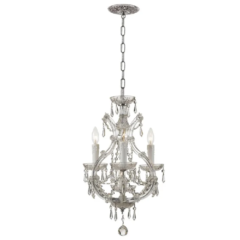 Chandeliers with Metal Frames in Silver FinishChandeliers with Metal Frames in Silver FinishMaria Theresa 4 Light Clear Italian Crystal Polished Chrome Mini Chandelier