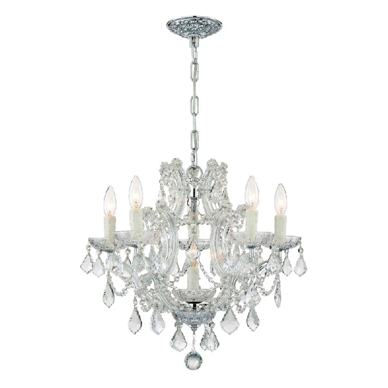 Chandeliers with Metal Frames in Gold FinishChandeliers with Metal Frames in Gold FinishMaria Theresa 6 Light Clear Italian Crystal Polished Chrome Chandelier