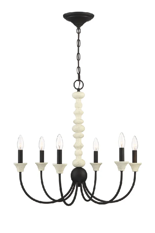 Chandeliers with Clear Crystal for a Sparkling EffectChandeliers with Clear Crystal for a Sparkling EffectMeadow Place 6 Light Chandelier in Cottage White/Espresso
