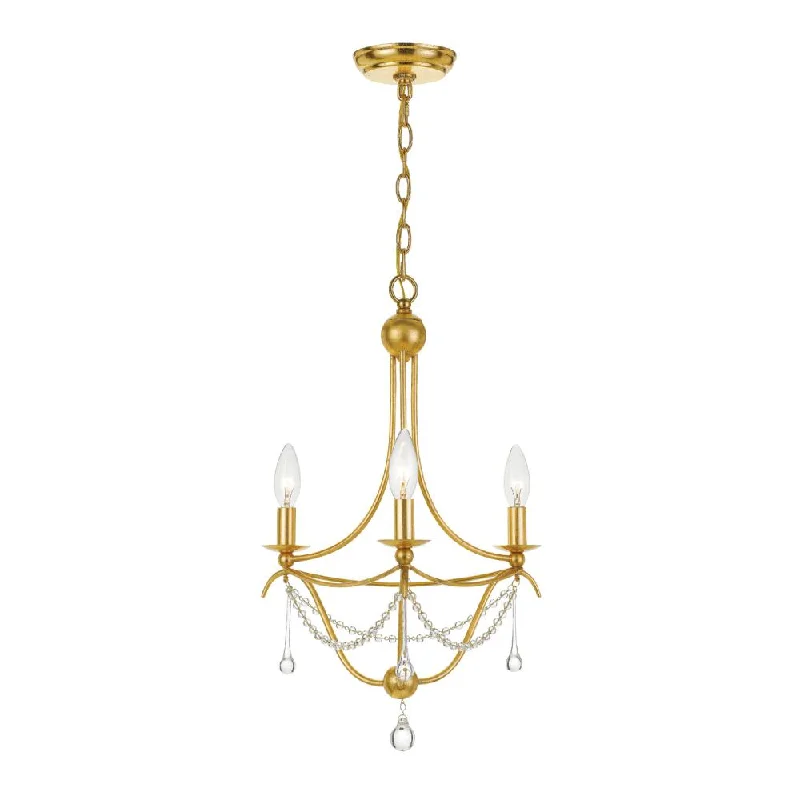 Chandeliers for High Ceilings to Fill Vertical SpaceChandeliers for High Ceilings to Fill Vertical SpaceMetro 3 Light Antique Gold Mini Chandelier