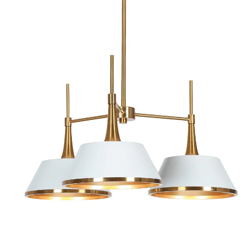 Chandeliers with Metal Frames in Silver FinishChandeliers with Metal Frames in Silver FinishModern 3-Light Gold White Chandelier with Cone Shades