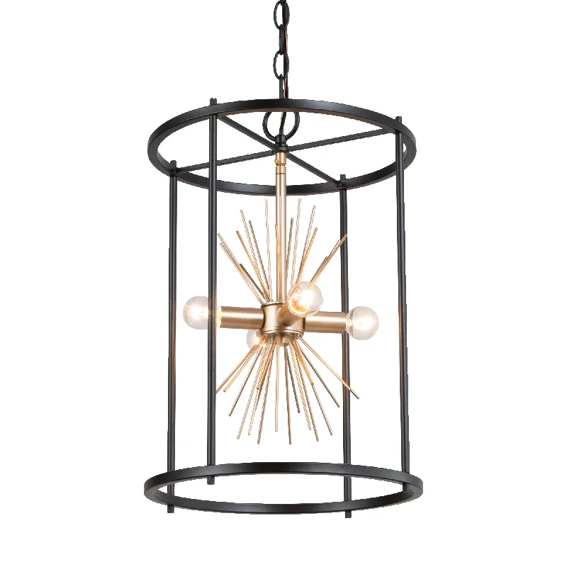 Chandeliers with Pendant Lights for a Stylish LookChandeliers with Pendant Lights for a Stylish LookModern 4-Light Black Gold Cylinder Chandelier with Starburst Design