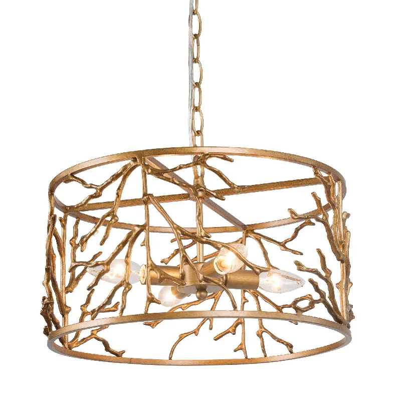 Chandeliers with Murano Glass for a High - End Artistic TouchChandeliers with Murano Glass for a High - End Artistic TouchModern 4-Light Brushed Antique Gold Drum Metal Chandelier