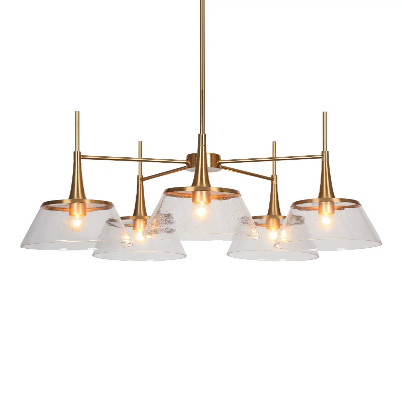 Chandeliers with Murano Glass for a High - End Artistic TouchChandeliers with Murano Glass for a High - End Artistic TouchModern 5-Light Gold Seeded Glass Chandelier