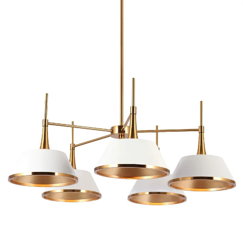 Chandeliers for Living Rooms to Create a Focal PointChandeliers for Living Rooms to Create a Focal PointModern 5-Light Gold White Chandelier with Cone Shades