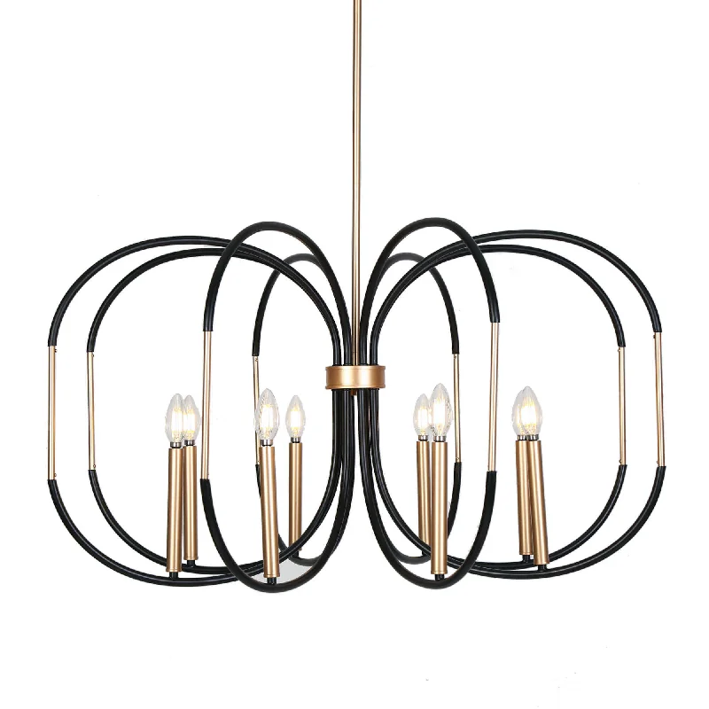 Industrial Iron Chandeliers for Loft - Inspired SpacesIndustrial Iron Chandeliers for Loft - Inspired SpacesModern 8-Light Art Deco Black and Gold Open Frame Candle Chandelier