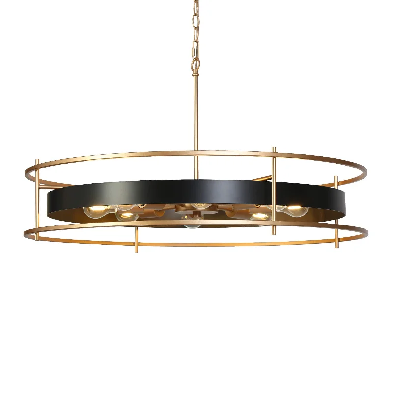 Chandeliers with Metal Frames in Silver FinishChandeliers with Metal Frames in Silver FinishModern 8-Light Black and Gold Metal Drum Chandelier