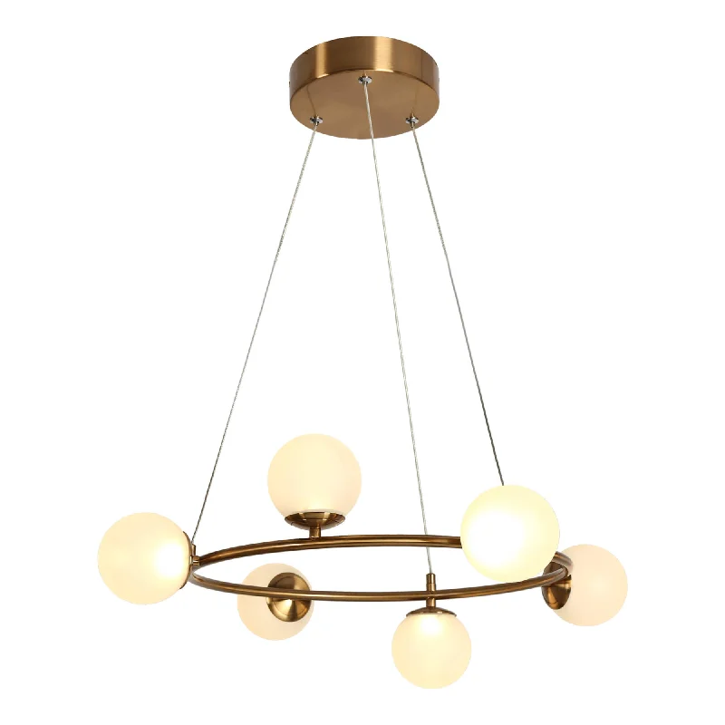 Chandeliers with Frosted Glass for a Softer Light DiffusionChandeliers with Frosted Glass for a Softer Light DiffusionModern Gold 6-Light LED Chandelier with Frosted Glass Shade