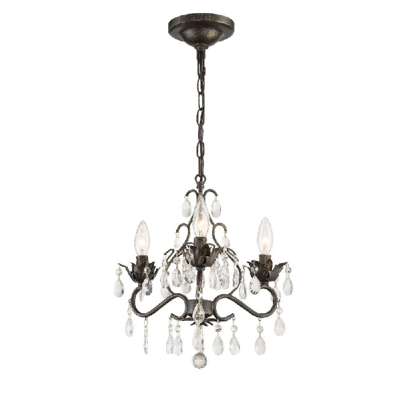 Chandeliers with Metal Frames in Gold FinishChandeliers with Metal Frames in Gold FinishParis Market 3 Light Spectra Crystal English Bronze Mini Chandelier