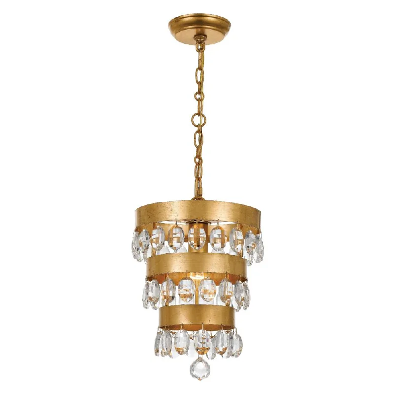 Chandeliers with Clear Crystal for a Sparkling EffectChandeliers with Clear Crystal for a Sparkling EffectPerla 1 Light Antique Gold Mini Pendant