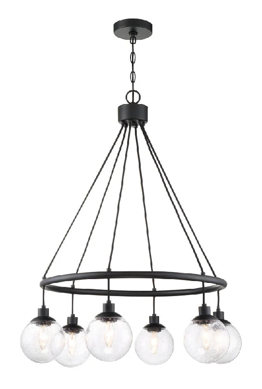 Large Chandeliers for Grand Halls and FoyersLarge Chandeliers for Grand Halls and FoyersQue 6 Light Chandelier in Flat Black