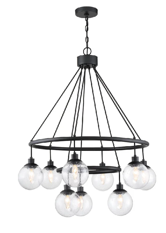 Chandeliers with Adjustable Height for Custom InstallationChandeliers with Adjustable Height for Custom InstallationQue 9 Light Chandelier in Flat Black
