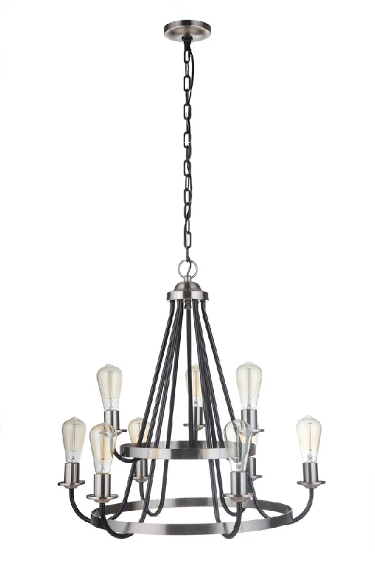 Chandeliers with Adjustable Height for Custom InstallationChandeliers with Adjustable Height for Custom InstallationRandolph 9 Light Chandelier in Flat Black/Brushed Polished Nickel