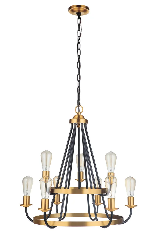 Chandeliers with Metal Frames in Gold FinishChandeliers with Metal Frames in Gold FinishRandolph 9 Light Chandelier in Flat Black/Satin Brass