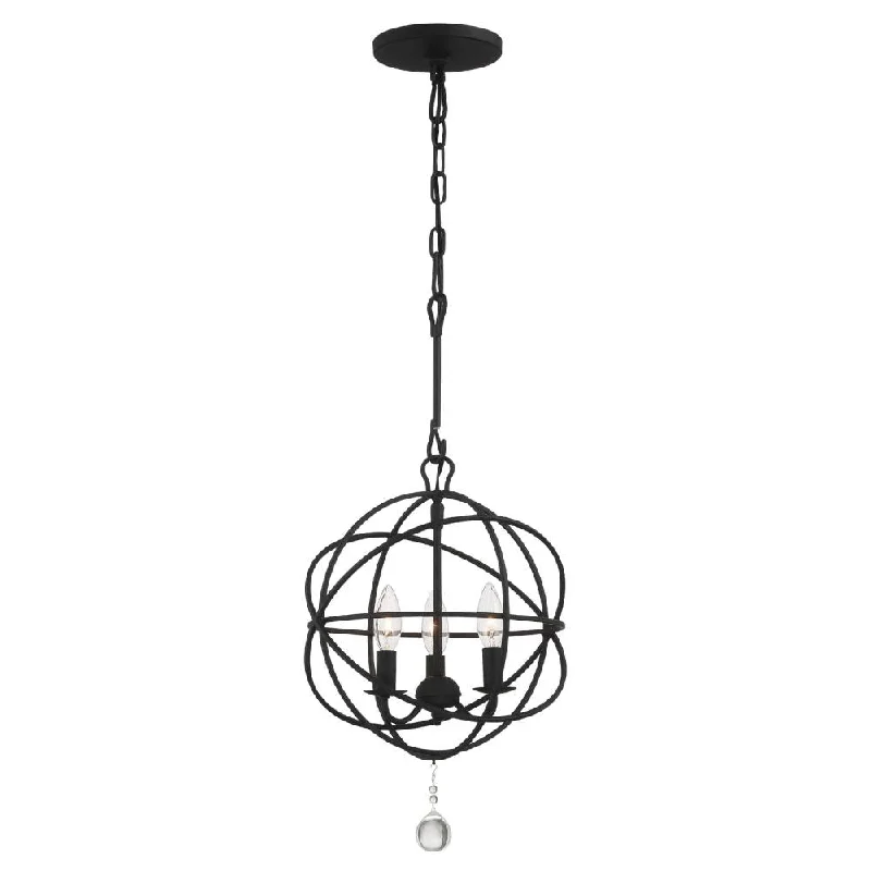 Chandeliers with Metal Frames in Black FinishChandeliers with Metal Frames in Black FinishSolaris 3 Light Black Mini Chandelier