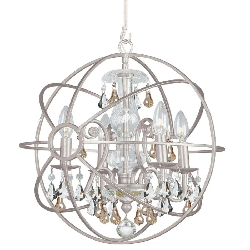 Chandeliers for High Ceilings to Fill Vertical SpaceChandeliers for High Ceilings to Fill Vertical SpaceSolaris 4 Light Golden Shadow Crystal Olde Silver Mini Chandelier