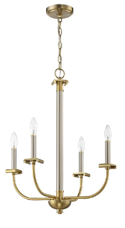 Chandeliers with Clear Crystal for a Sparkling EffectChandeliers with Clear Crystal for a Sparkling EffectStanza 4 Light Chandelier in Brushed Polished Nickel/Satin Brass