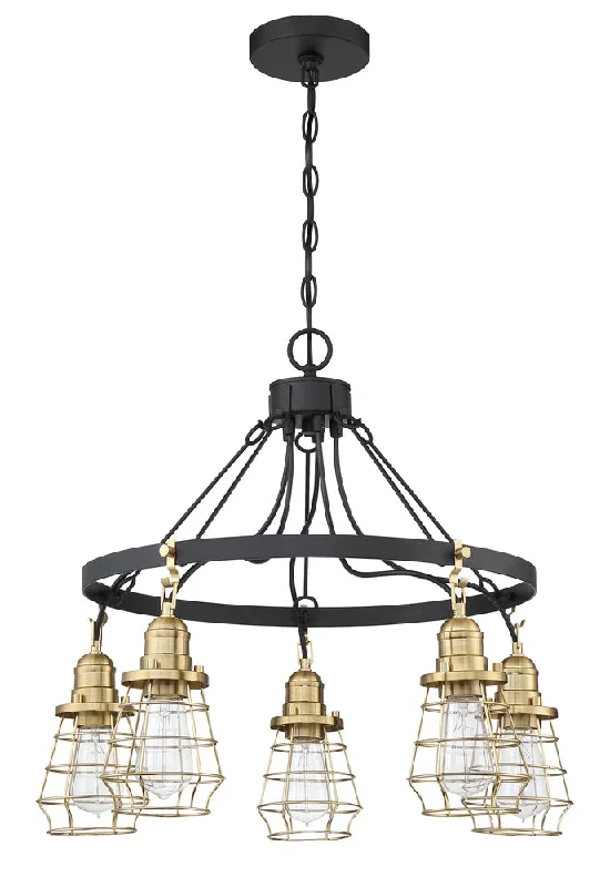 Chandeliers with Candle - Style Bulbs for a Classic AestheticChandeliers with Candle - Style Bulbs for a Classic AestheticThatcher 5 Light Chandelier in Flat Black/Satin Brass