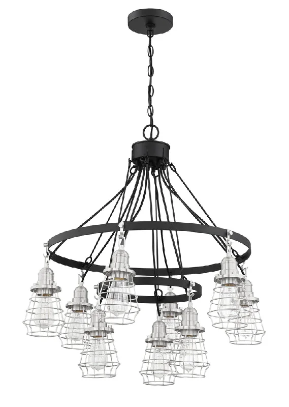 Small Chandeliers for Compact RoomsSmall Chandeliers for Compact RoomsThatcher 9 Light Chandelier in Flat Black/Brushed Polished Nickel