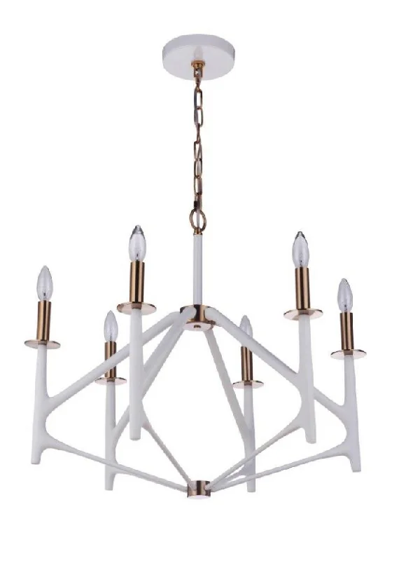 French Country Chandeliers with a Romantic AuraFrench Country Chandeliers with a Romantic AuraThe Reserve 6 Light Chandelier in Matte White/Satin Brass