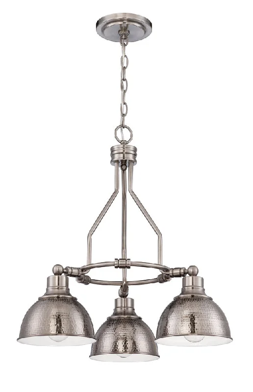 Chandeliers with Metal Frames in Bronze FinishChandeliers with Metal Frames in Bronze FinishTimarron 3 Light Down Chandelier in Antique Nickel