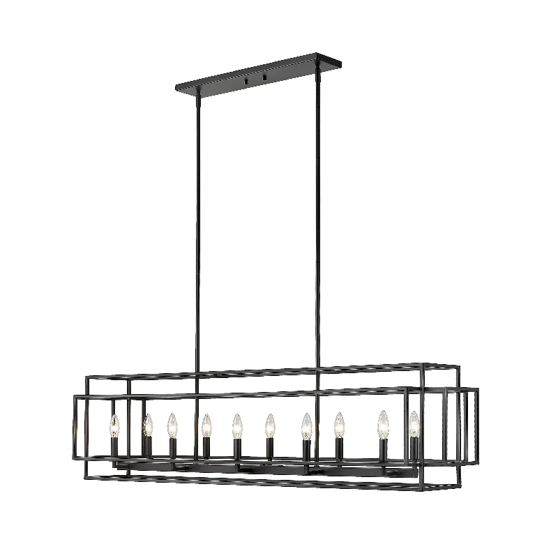 Chandeliers with Frosted Glass for a Softer Light DiffusionChandeliers with Frosted Glass for a Softer Light DiffusionTitania 10 Light Island - Matte Black - Matte Black