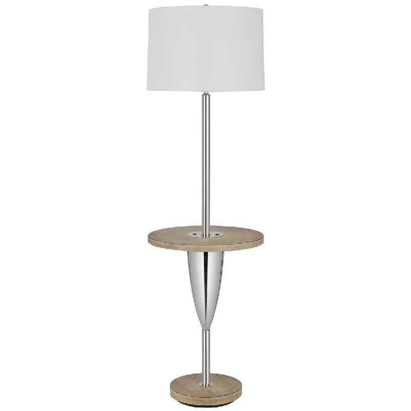 Industrial Style Floor Lamp with Exposed Bulbs for Loft ApartmentsIndustrial Style Floor Lamp with Exposed Bulbs for Loft Apartments150W 3 way Lockport metal floor lamp with rubber wood tray table and base and 1 USB and 1 TYPE C USB charging port