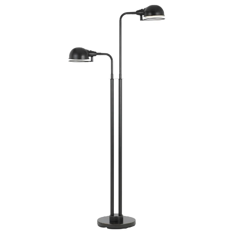 Victorian Style Floor Lamp for Traditional and Elegant InteriorsVictorian Style Floor Lamp for Traditional and Elegant Interiors2 Swivel Head Metal Floor Lamp with Tubular Stand and Round Base, Black