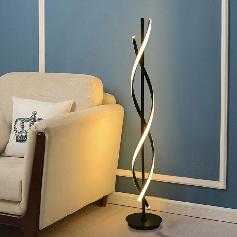 Bohemian Inspired Floor Lamp for Eclectic Home DecorBohemian Inspired Floor Lamp for Eclectic Home Decor24W Unique Spiral Modern Dimmable LED Floor Lamp