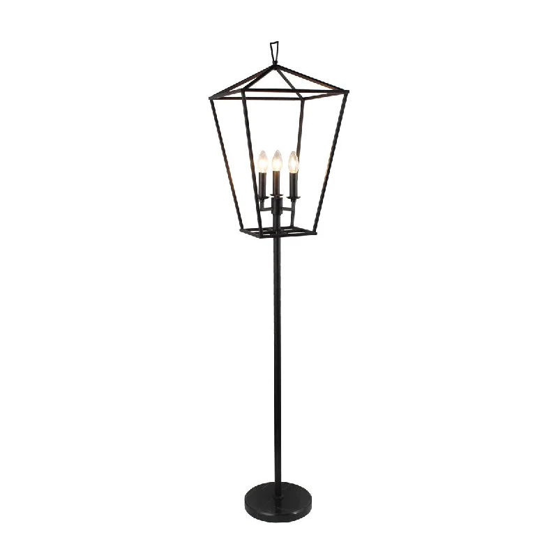 Bohemian Inspired Floor Lamp for Eclectic Home DecorBohemian Inspired Floor Lamp for Eclectic Home Decor3-Light Lantern Style Floor Lamp in Antiqued Iron Finish - 64"H x 14"W x 14"D