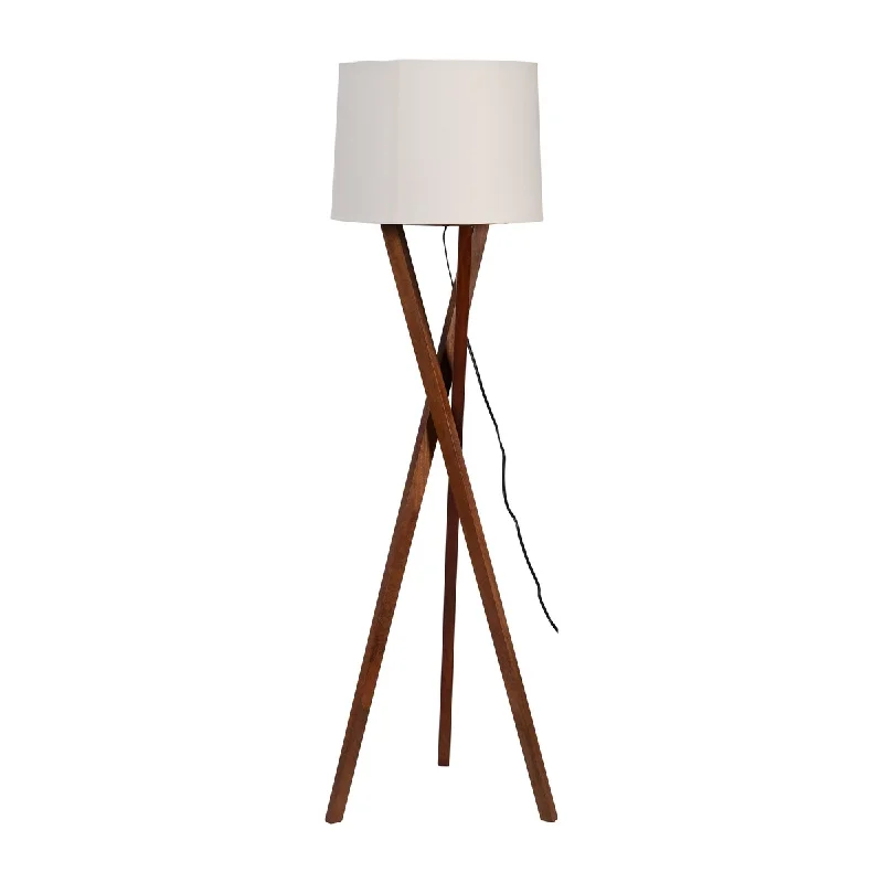 Rustic Farmhouse Style Floor Lamp for Cozy BedroomsRustic Farmhouse Style Floor Lamp for Cozy Bedrooms55" Classic Floor Lamp Modern Rustic Brown Lamp with Off-White Shade Decorative Home or Office Lighting - - 16" x 16" x 55"