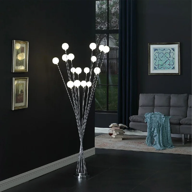 Marble Base Floor Lamp for a Touch of LuxuryMarble Base Floor Lamp for a Touch of Luxury61.5"Chrome Metal Floor Lamp with 16 Frosted White Orb Round Buns Shade