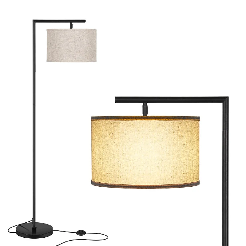 Glass Floor Lamp with Frosted Shades for Soft Diffused LightGlass Floor Lamp with Frosted Shades for Soft Diffused Light61-inch Black Modern Tall Standing Lamp for Living Rooms & Offices