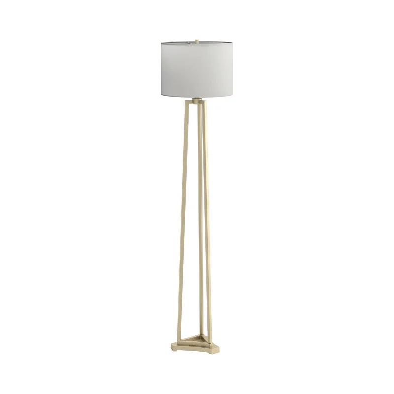 Adjustable Height Floor Lamp for Versatile Lighting NeedsAdjustable Height Floor Lamp for Versatile Lighting Needs65 Inch Modern Floor Lamp, Drum Shade, Tripod Metal Base, White, Gold