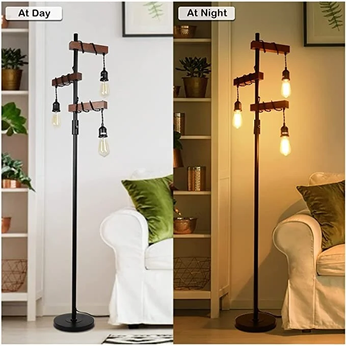 Metal Floor Lamp with a Matte Black Finish for a Sleek LookMetal Floor Lamp with a Matte Black Finish for a Sleek Look68 Inch 3 Lights Wood Standing Lamp - N/A