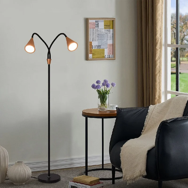 Industrial Style Floor Lamp with Exposed Bulbs for Loft ApartmentsIndustrial Style Floor Lamp with Exposed Bulbs for Loft Apartments70" Dimmable 2-Light Adjustable Floor Lamp w/ Remote Control