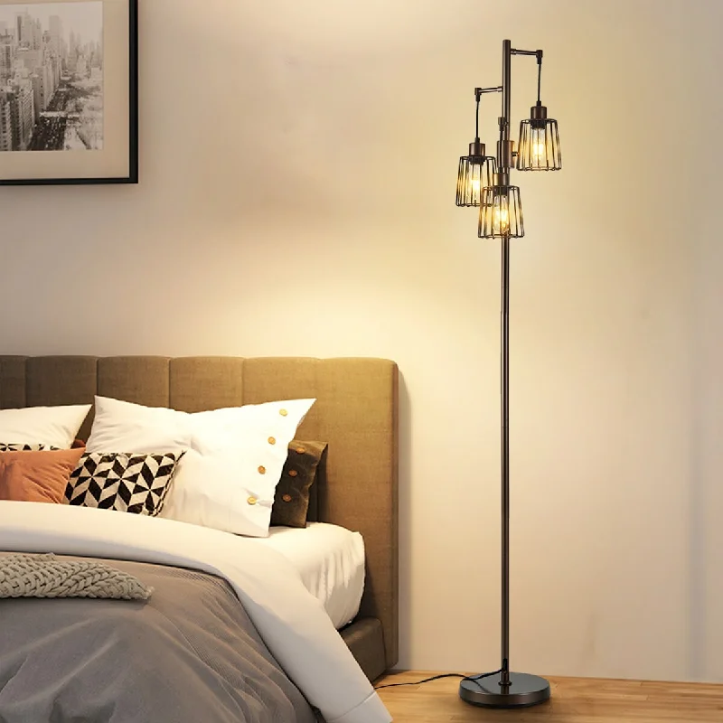 Glass Floor Lamp with Frosted Shades for Soft Diffused LightGlass Floor Lamp with Frosted Shades for Soft Diffused Light70" Modern Dimmable LED Tree Floor Lamp with Rotary Switch - 70