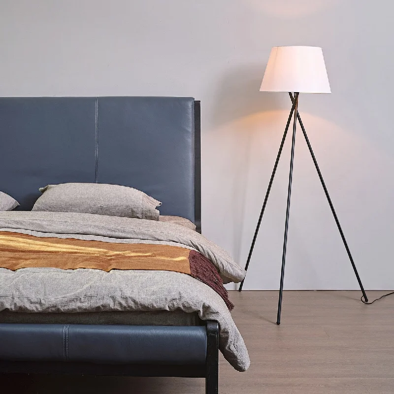 Smart Floor Lamp with Voice Control and Bluetooth ConnectivitySmart Floor Lamp with Voice Control and Bluetooth ConnectivityAllen 59" Matte Black Floor Lamp with White Linen Shade - one size